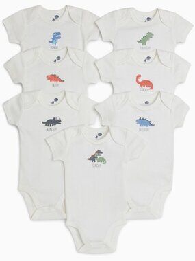 Small Story Days Of The Week Dinosaur Bodysuits (7 Pack) 9-12 months